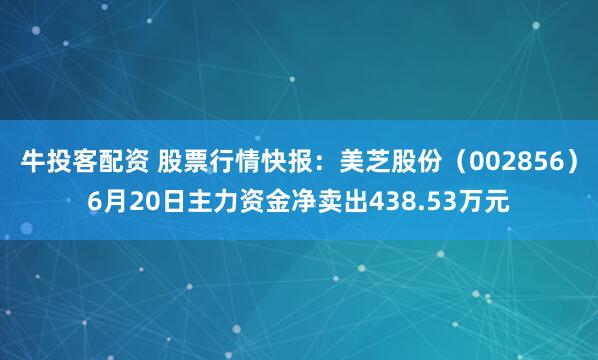 牛投客配资 股票行情快报：美芝股份（002856）6月20日主力资金净卖出438.53万元