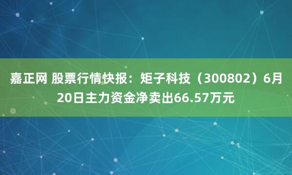 嘉正网 股票行情快报：矩子科技（300802）6月20日主力资金净卖出66.57万元